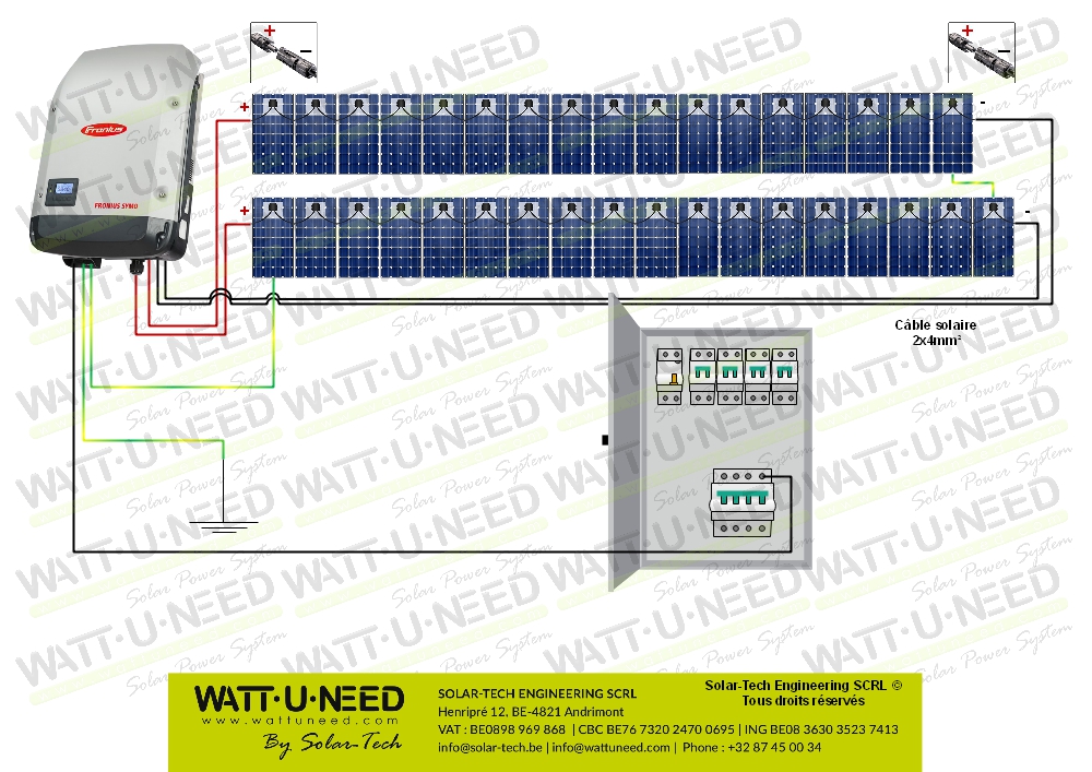 Kit 35 panneaux autoconsommation / réinjection tri 10kW sans stockage 